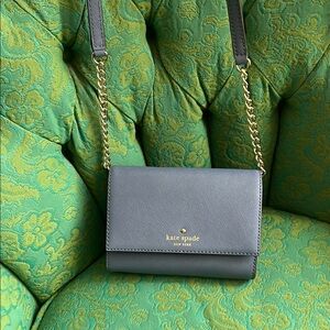 Kate Spade Gray Crossbody with Gold Chain